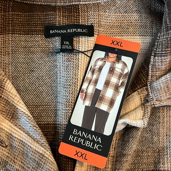 Banana Republic Ladies' Shirt Jacket - BROWN PLAID SIZE XXL - Picture 12 of 15